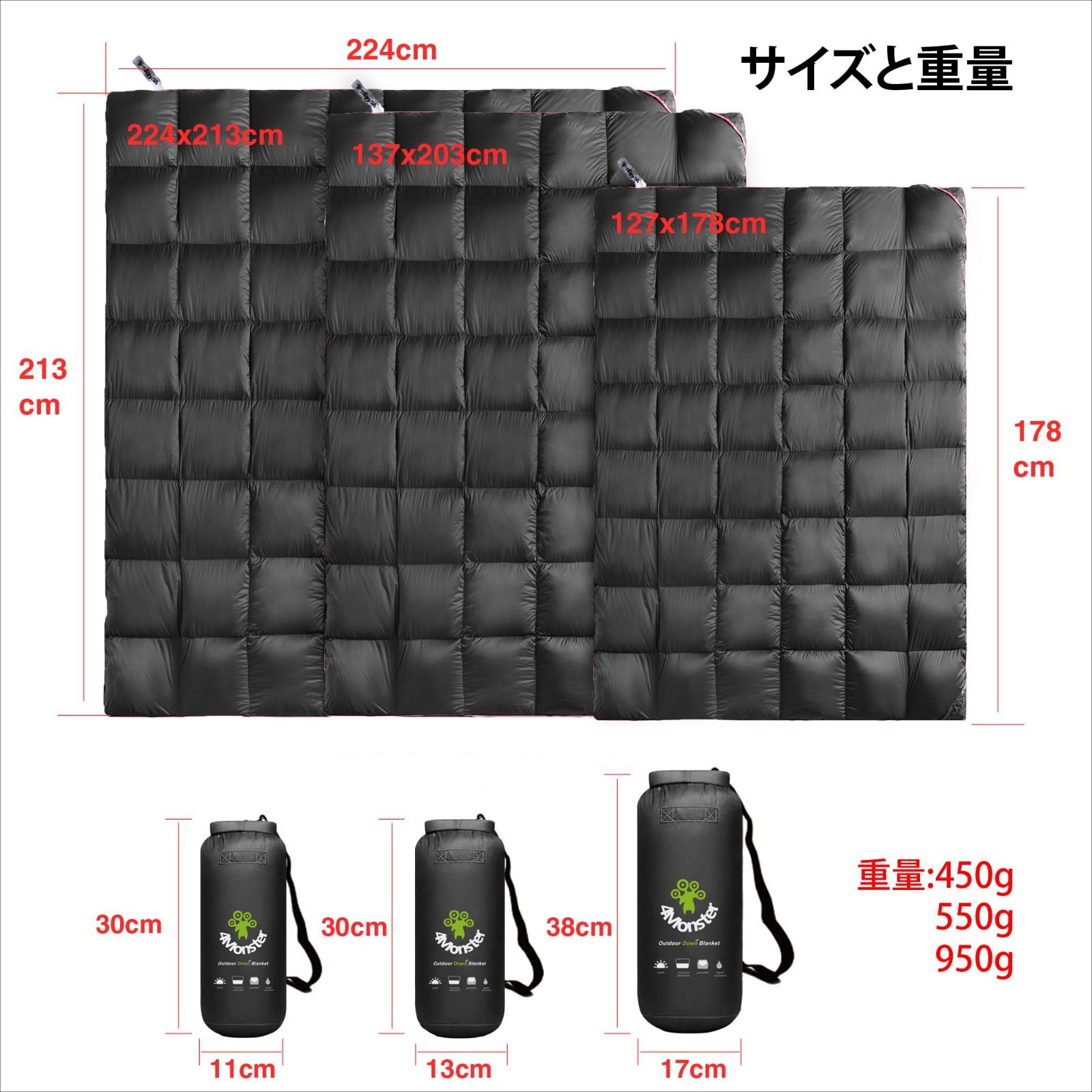 新着商品 春秋冬使用でき 収納袋付き Grid-Black-S 柔らかい 暖かい 掛け布団 肩掛け ひざ掛け コンパクト 防風 防水 軽量 旅行 キャンプ アウトドア 防寒 マルチブランケット ブランケット ダウン 4Monster