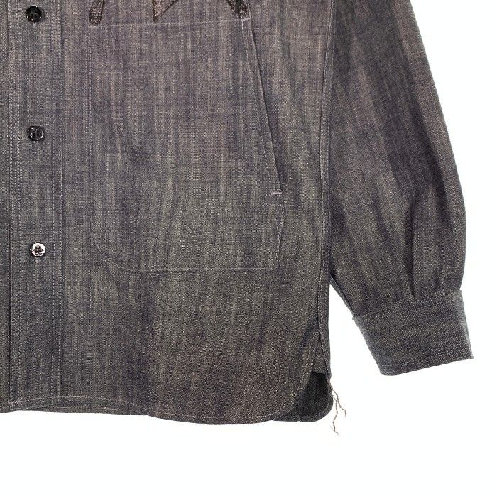 エヴィス ブラックシャンブレー シャツ ジャケット Size 44