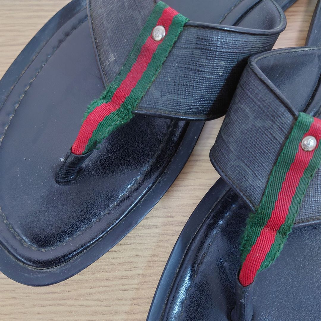 GUCCI　グッチ　メンズ　GGキャンバス　トングサンダル　シェリーライン ☆GUCCI グッチ メンズ GGキャンバス トングサンダル シェリー