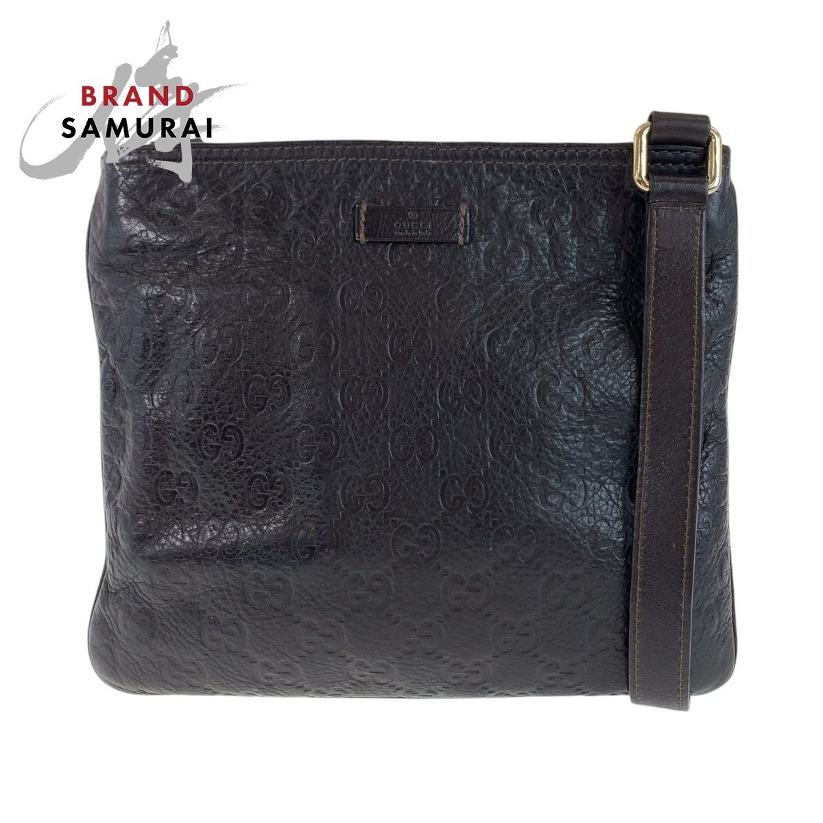 GUCCI グッチ グッチシマ 男女兼用 ブラウン ゴールド金具 レザー 201538 ショルダーバッグ ポシェット メンズ 503637