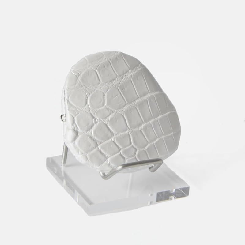 ラクジュ Laquju かばん屋さんの手作り 本革 クロコダイル ミニ コインケース ホワイト