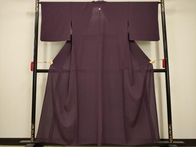平和屋着物 夏物 色無地 絽 葡萄色 正絹 AABA5783sx