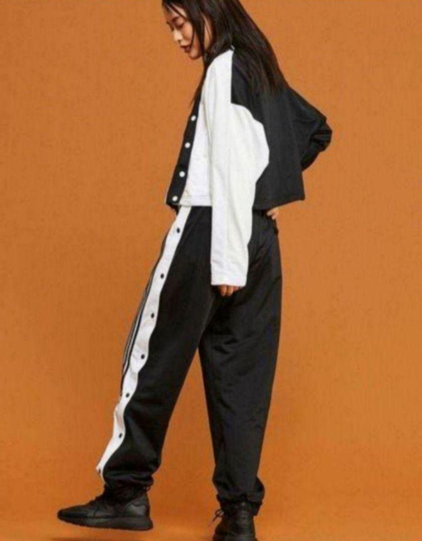 アディブレイク 黒 adidas スナップパンツ 女性OT アディダスジャージ