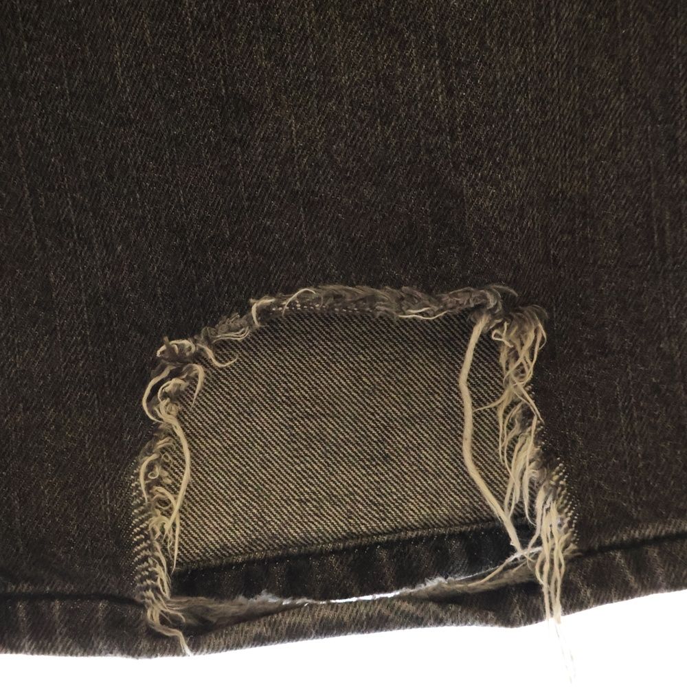 OYダメージ加工 ダークブラウンデニムパンツ MASONPRINCE 「MASONPRINCE」 ダメージ加工デニムパンツ S