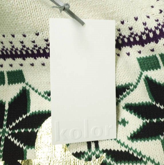 kolor カラー 24SS 日本製 ノルディック柄ショートスリーブニット 24SCM-N02302 5 OFF WHITE セーター 定価69,300円 半袖 Tシャツ トップス【新古品】【中古】【kolor】 新品 kolor カラー 24SS 日本製 ノルディック柄ショートスリーブニット