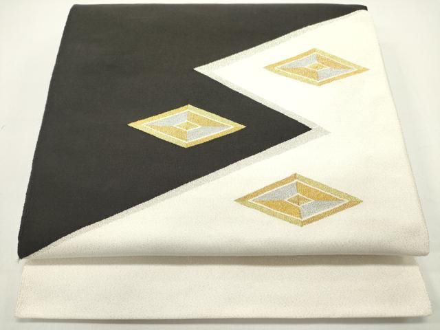 平和屋着物○九寸名古屋帯 唐織 菱丸文 薄卵色 正絹 逸品 DAAY0083ob