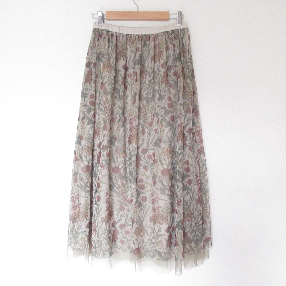 良品 BEARDSLEY ビアズリー フラワープリント ロング フレア チュール