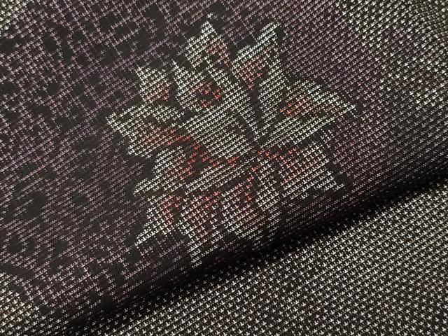 平和屋着物○本場大島紬 9マルキ 泥染め 高橋一郎絹織物謹製 吉祥花文