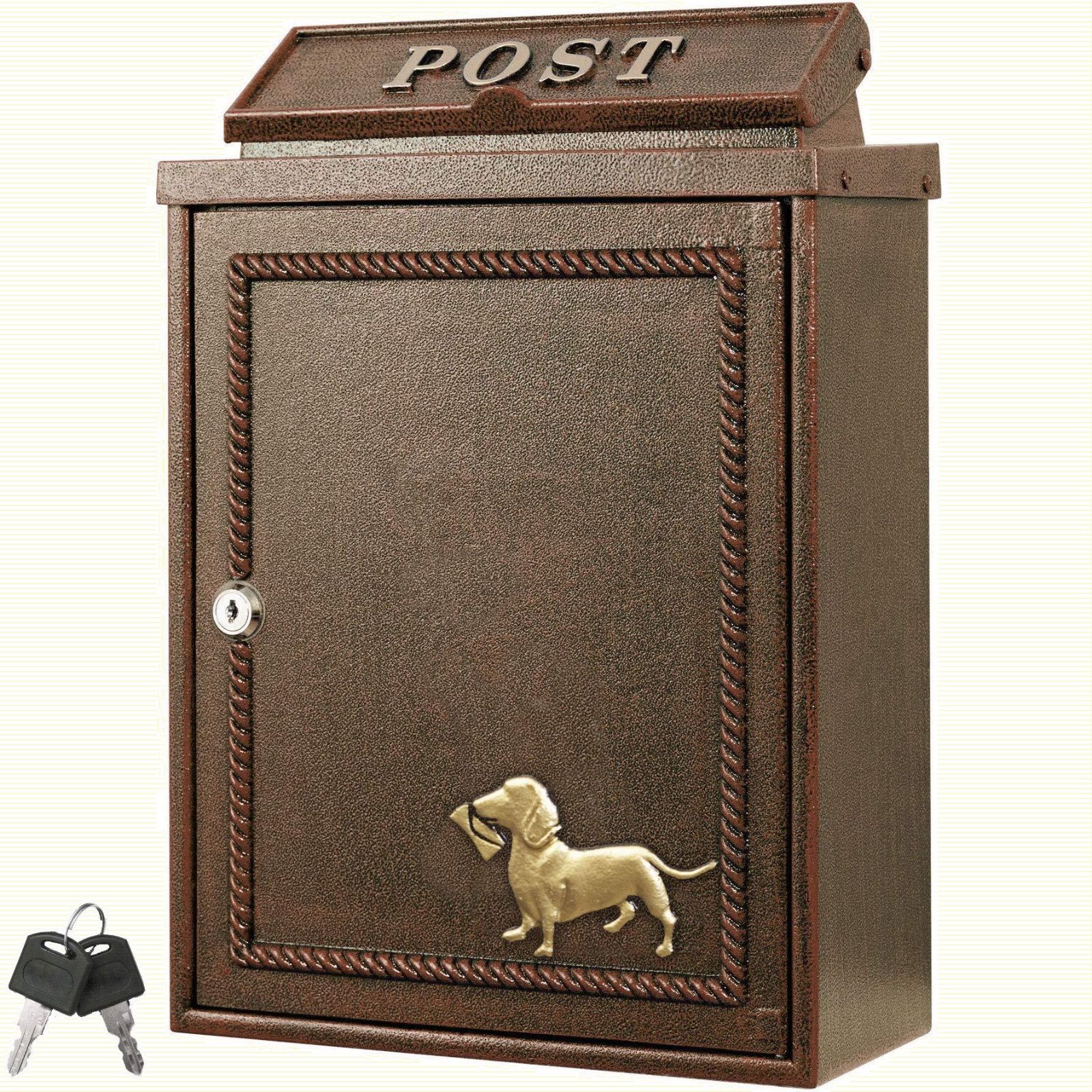 カバポスト(Cabapost) 郵便ポスト ダックスフンドと手紙 アンティーク 壁掛け 鍵付き A4 ポスト おしゃれ