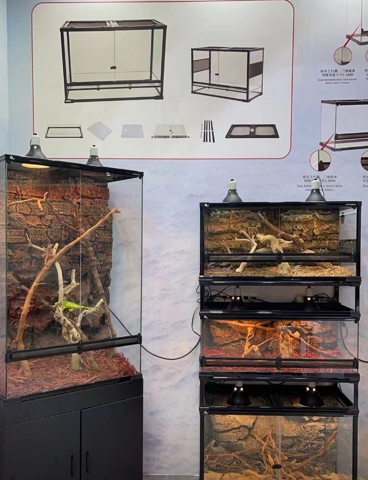 爬虫類両生類飼育ケージ組み立て式 ガラス飼育ケージ60x40x80cm引取り