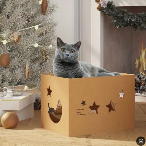 省スペース 猫用 遊び場 段ボールハウス 耐久性アップ スクラッチボード内蔵 快適寝床 インテリア調 大型サイズ 多目的使用 min