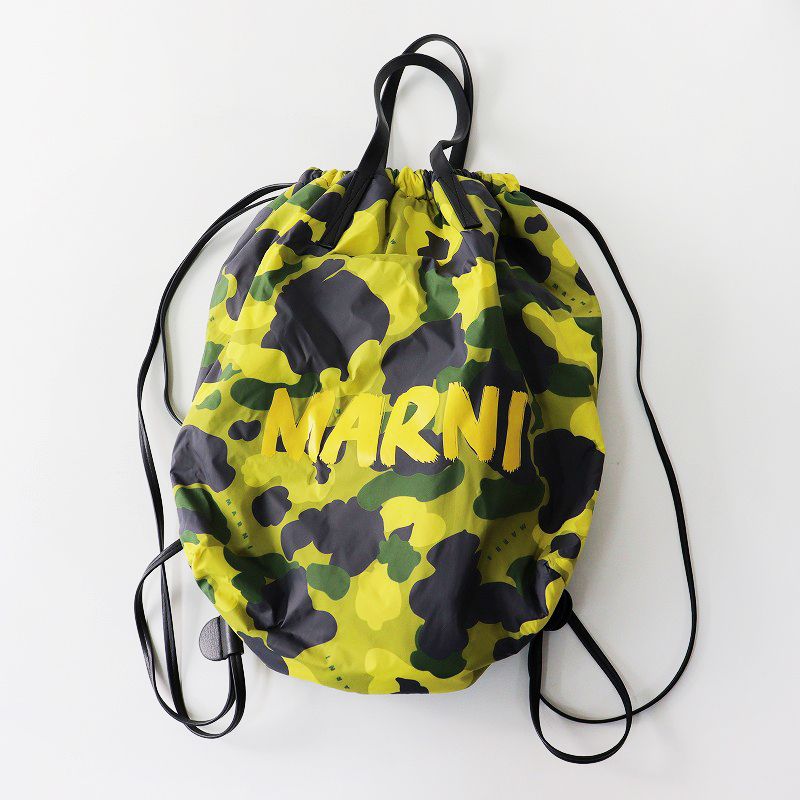 美品 マルニ MARNI MW74F M00811 カモプリントトートバッグ/イエロー 