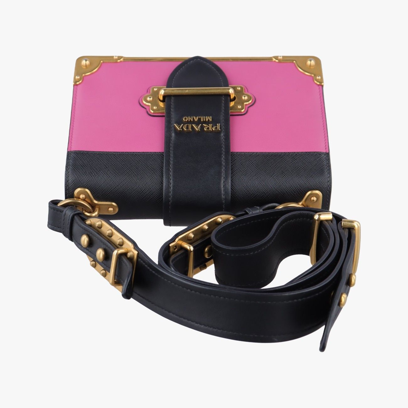 プラダPradaカイエ ピンク×ブラック レザー 1BD045 25 DECORATOM_COM_BR