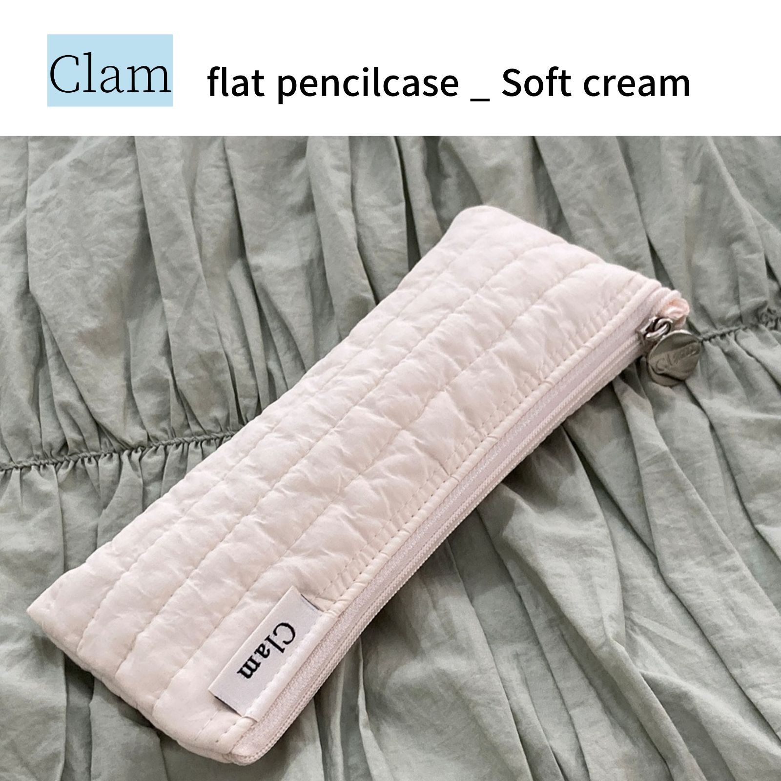 Clam】ペンケース flat pencilcase_Soft black □ 韓国 人気