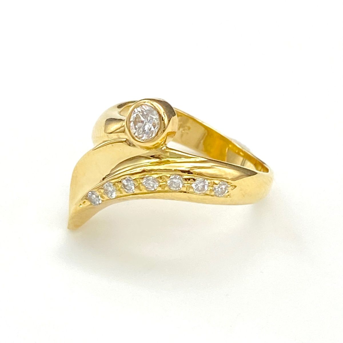 ダイヤモンド デザインリング YG イエローゴールド メレダイヤ 指輪 リング 10号 K18 ダイヤモンド レディース