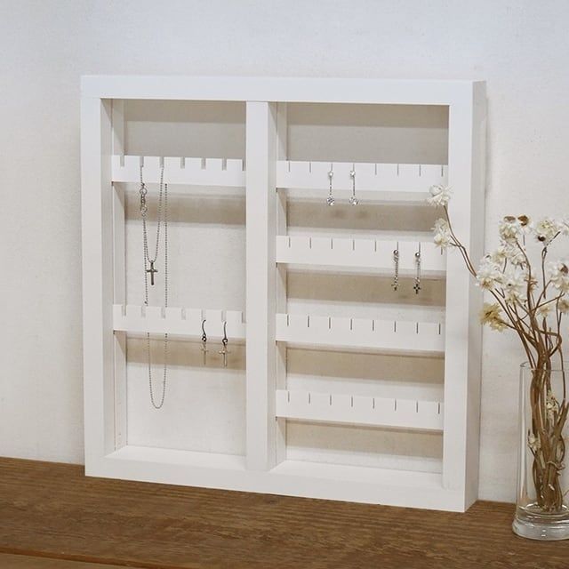 ピアス＆ネックレス ホルダー ホワイト　No.JWP＆N-WH