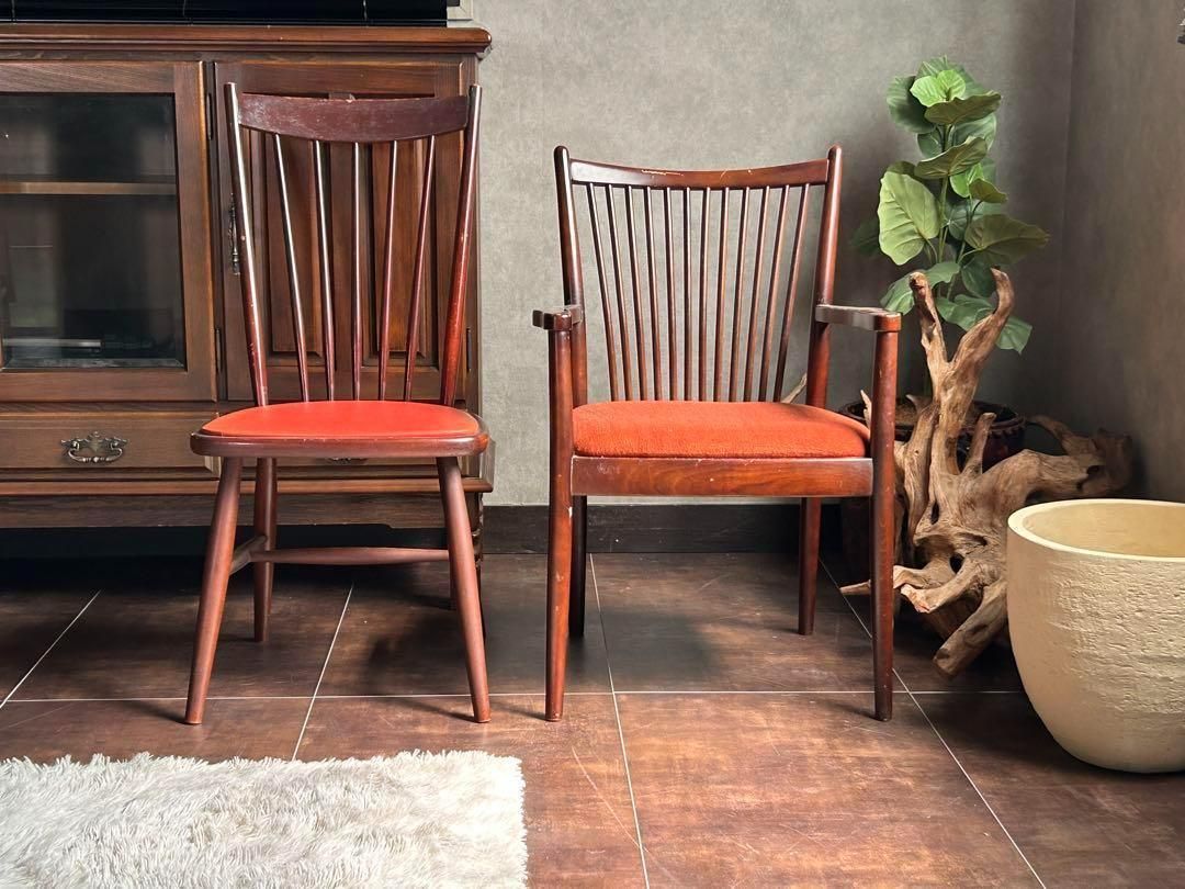 レトロ ウィンザーチェア スポークアームチェア ヴィンテージ 2脚セット nS