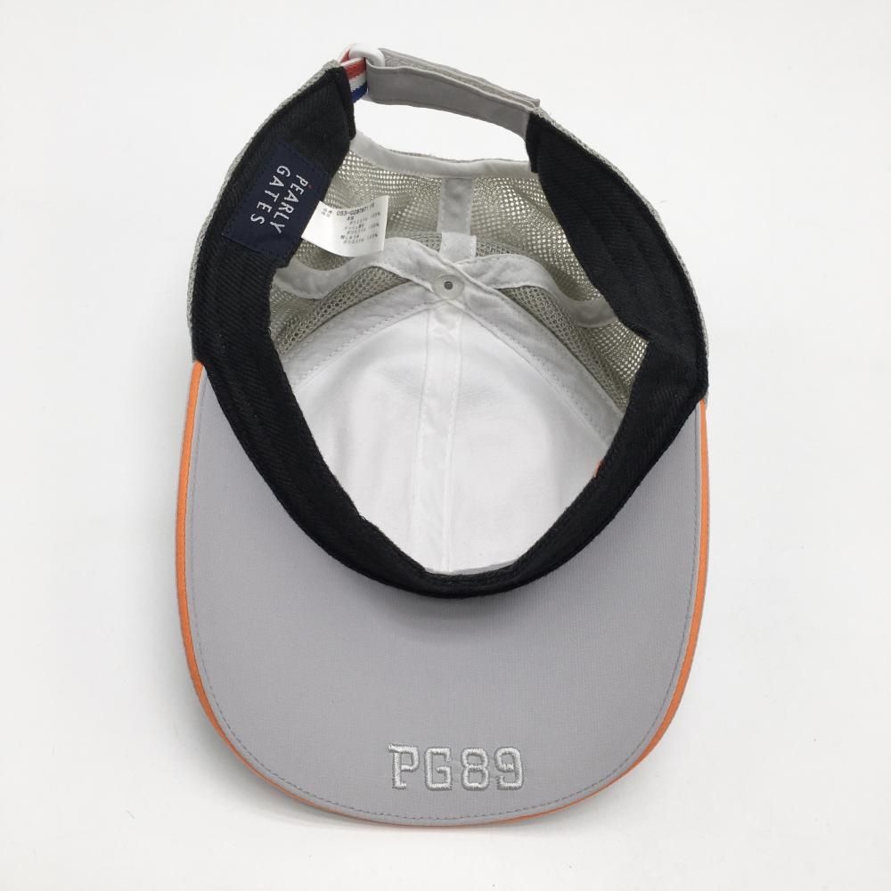 美品】パーリーゲイツ メッシュキャップ ライトグレー×白×オレンジ