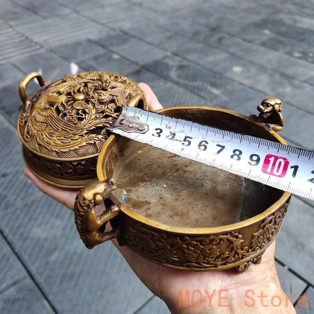銅 細工 浮彫り百福網蓋薫香炉 茶道香炉 工芸品 美術品 置物 銅 細工 浮彫り百福網蓋薫香炉 茶道香炉 工芸品 美術品