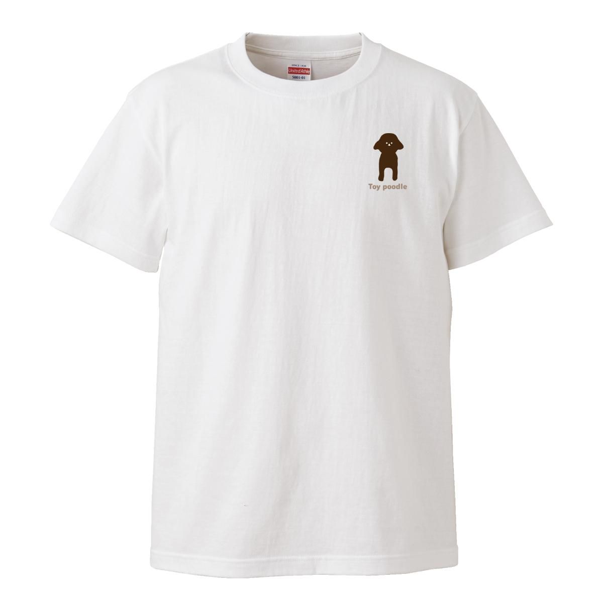 Tシャツ メンズ 半袖 白 ホワイト トイプードル イヌ 動物