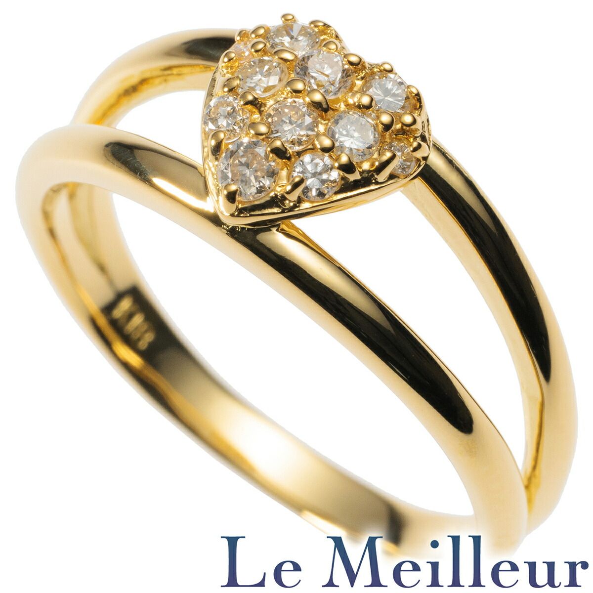 ハートモチーフリング 指輪 ダイヤモンド 0.20ct K18 12号 中古  