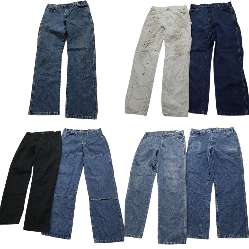 古着卸 まとめ売り ディッキーズ Dickies ペインターデニム パンツ 7枚セット メンズ 32 |34 |36 ホワイト グランジ 古着 NC1305