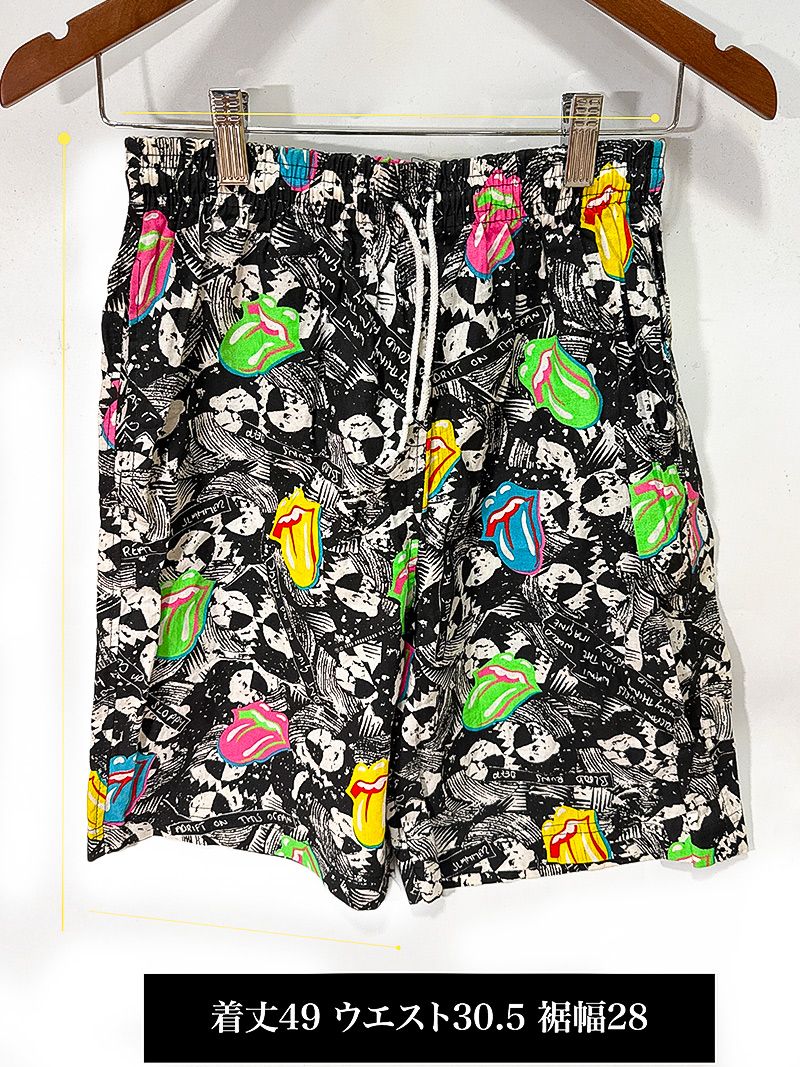 89s ローリングストーンズ STEEL WHEELS PROMOTOUR ショーツ 短パン 総柄 M 品