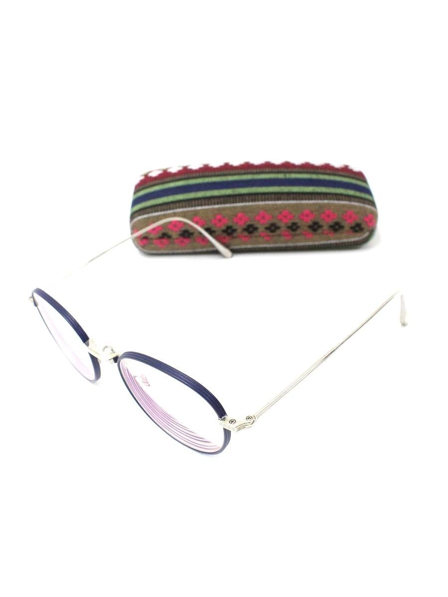 内藤熊八作 N-08 メガネ ネイビー シルバー チタンフレーム フルリム ボストン