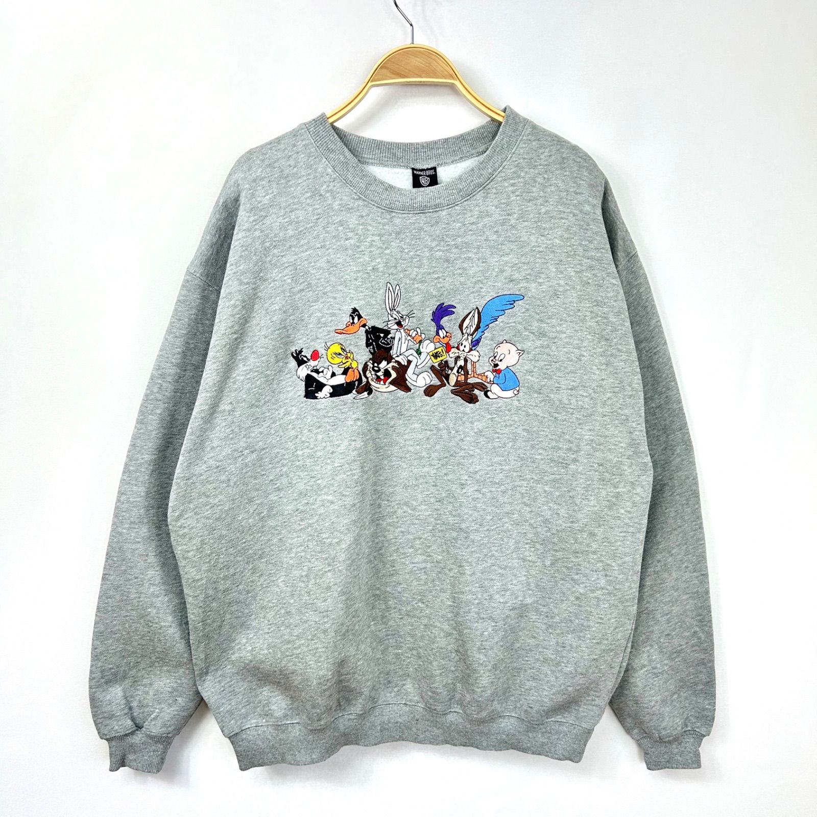 Looney Tunes ルーニーテューンズ 刺繍デザイン キャラ スウェット トレーナー プルオーバー 輸入古着 メンズ グレー  Mサイズ【S57-3-VJ2b】 - メルカリ