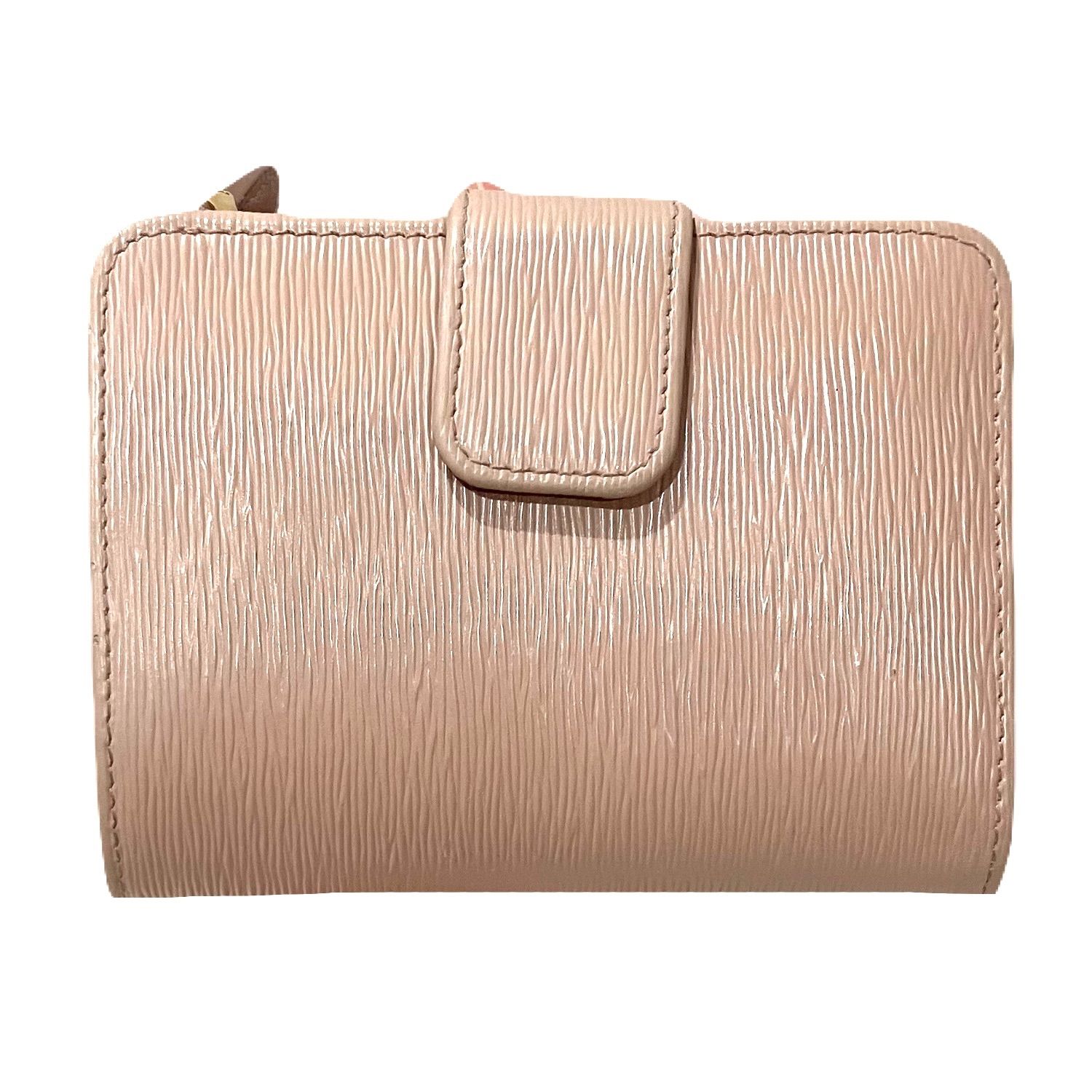 【美品】プラダ 三つ折財布 ベージュ サフィアーノ 三角ロゴ レディース 極美品】PRADA プラダ 三つ折り財布 サフィアーノ 三角ロゴ