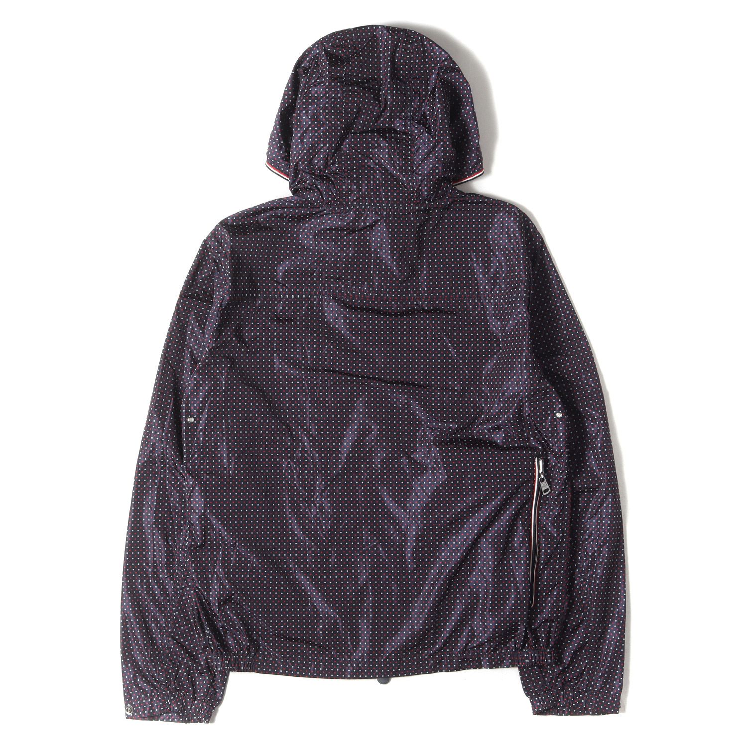 美品　モンクレール　フード付き　ナイロンジャケット　ネイビー　パッカブル仕様 美品 MONCLER モンクレール ジャケット サイズ:2 ドット柄 フード付き