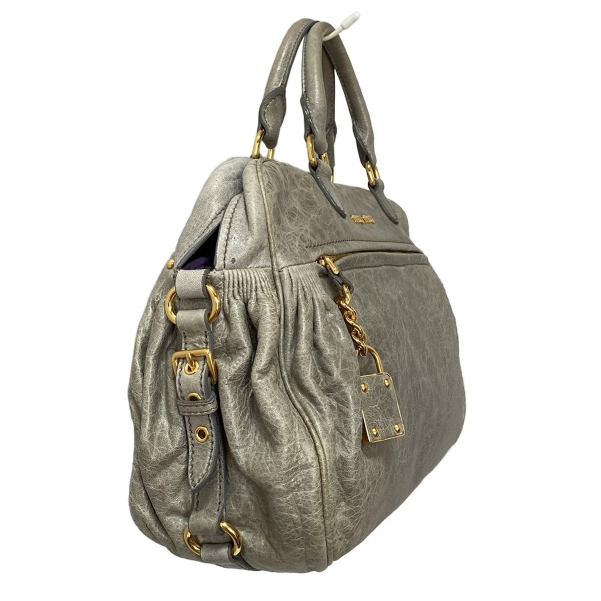 MiuMiu ハンドバッグ miumiu(ミュウミュウ) ハンドバッグ - RN0539 ライトカーキ