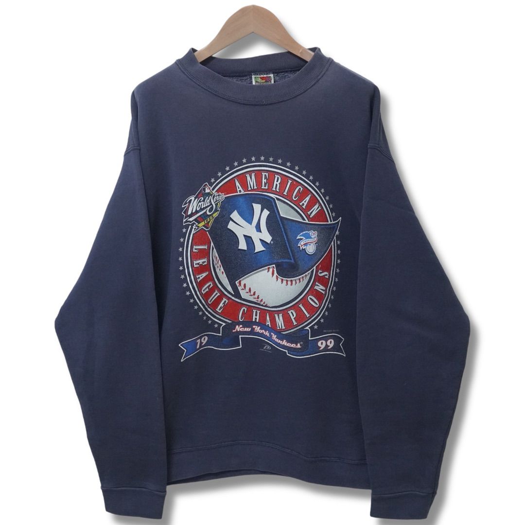 90s MLB ヤンキース スウェット 古着 ヴィンテージ 紺 ネイビー 刺繍 古着 90年代 リー Lee SPORT MLB NEW YORK YANKEES ニューヨーク