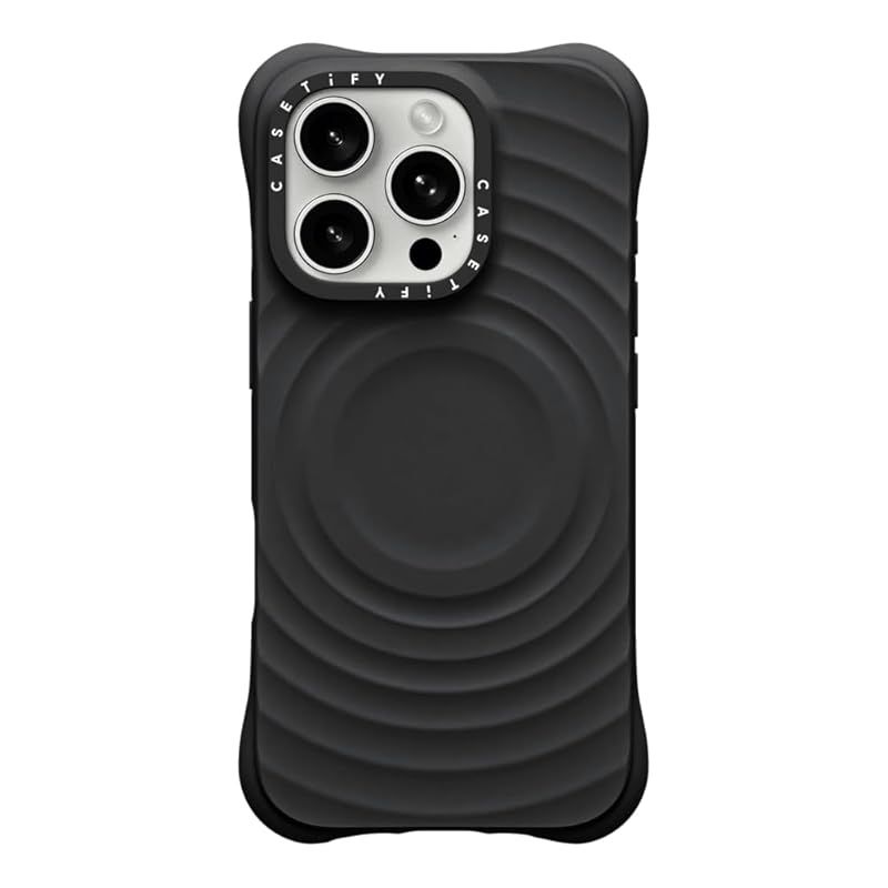 CASETiFY ウェーブ シリコン iPhone 16 Pro ケース 波型シリコン|MagSafe対応|耐衝撃 - ブラック 0