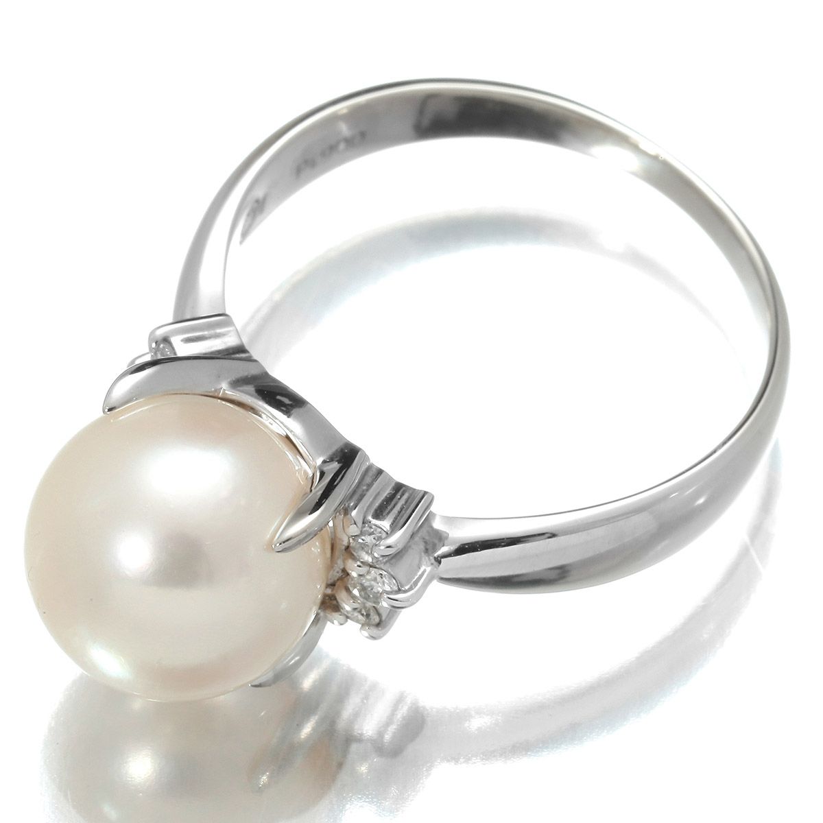 真珠指輪　pt900 MITSUKOSHI 三越 MITSUKOSHI 一粒パールリング 真珠 9.0mm ダイヤモンド Pt900 10