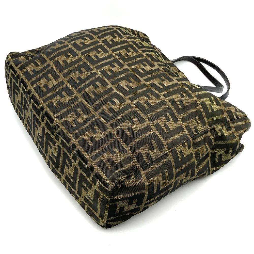 FENDI ズッカ トートバッグ ハンドバッグ キャンバス ナイロン レザー