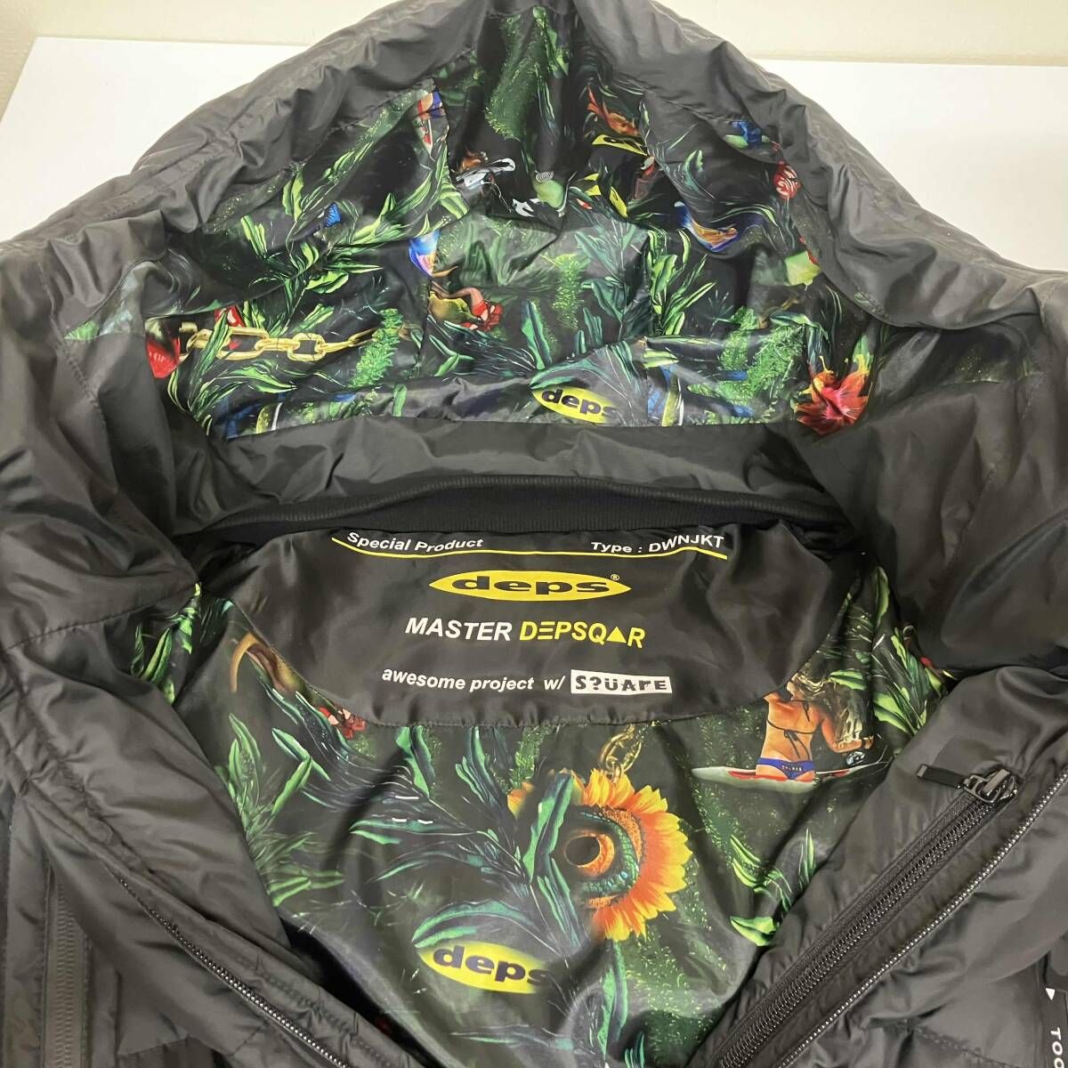 DEPS SQUARE DOWN JACKET BLACK デプス スクエア ジップアップ ダウン