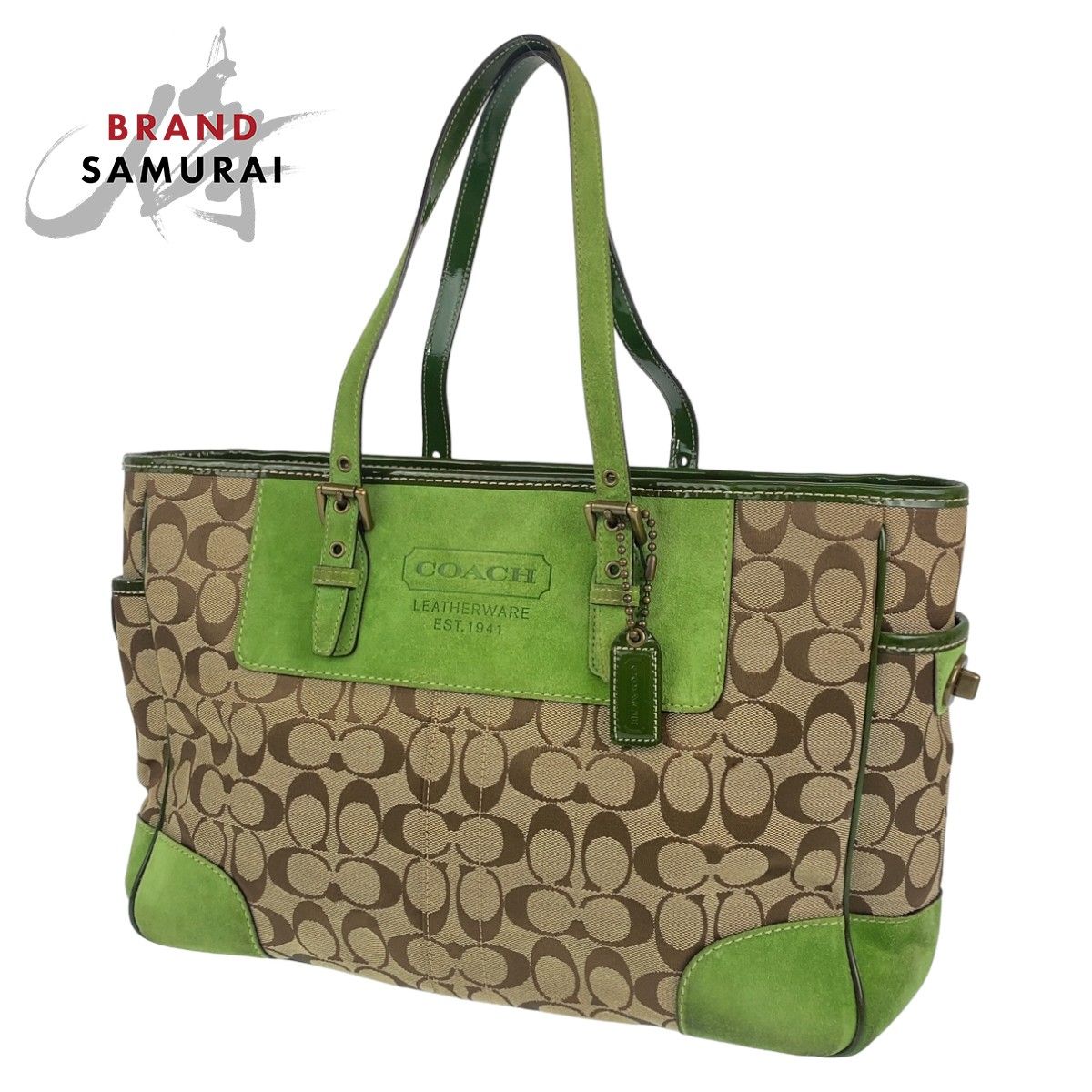 COACH コーチ シグネチャー ベージュ ブラウン 茶 グリーン 緑 