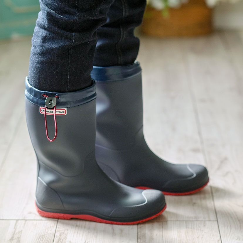 【ネイビー】折りたたみレインブーツ 長靴 キッズ キャサリンコテージ TAK