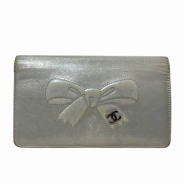 シャネル　CHANEL　ココマーク　A46896　リボン　長財布　2つ折り財布　レディース