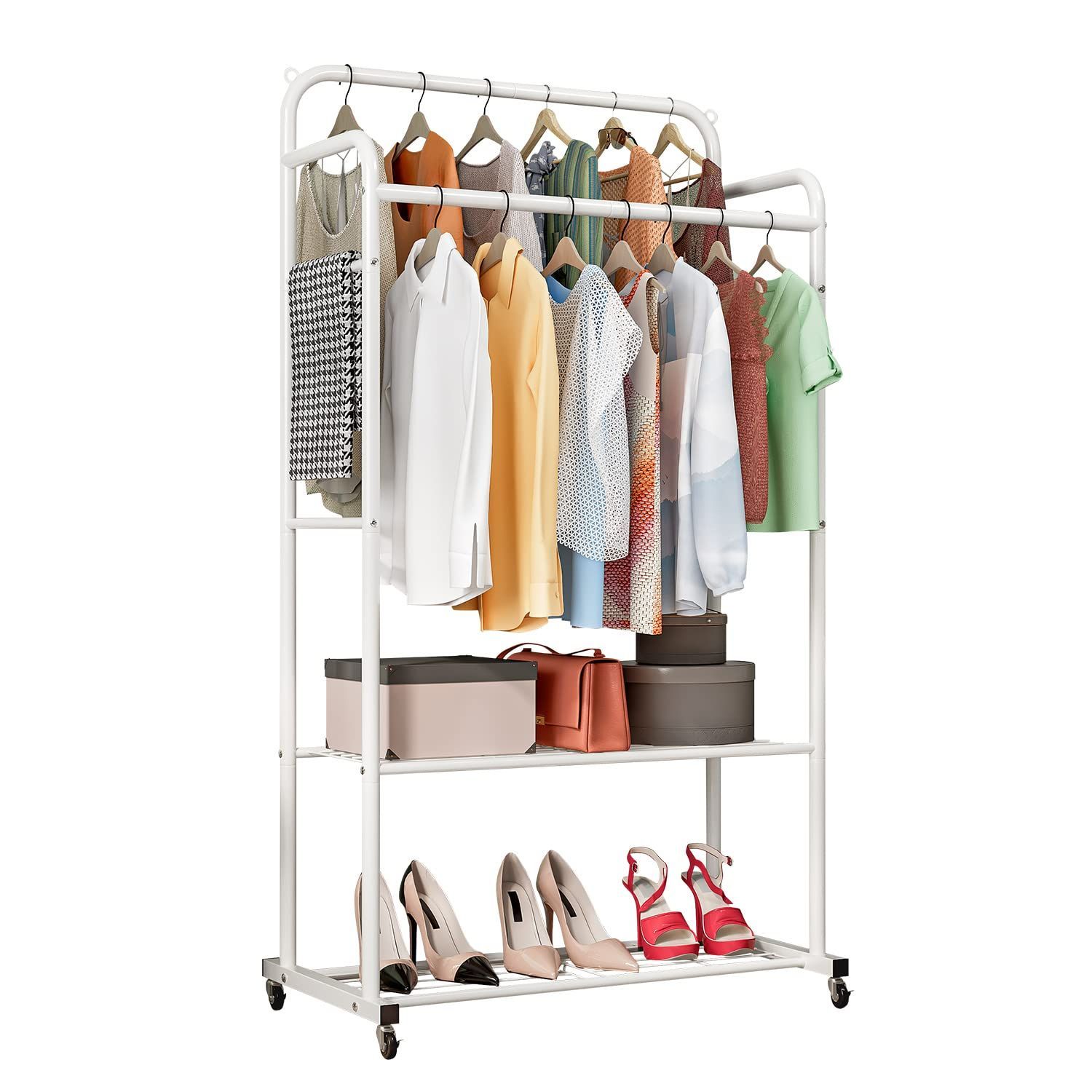 新着商品】[山善] ハンガーラック 木製 全体耐荷重100kg ハンガー・棚