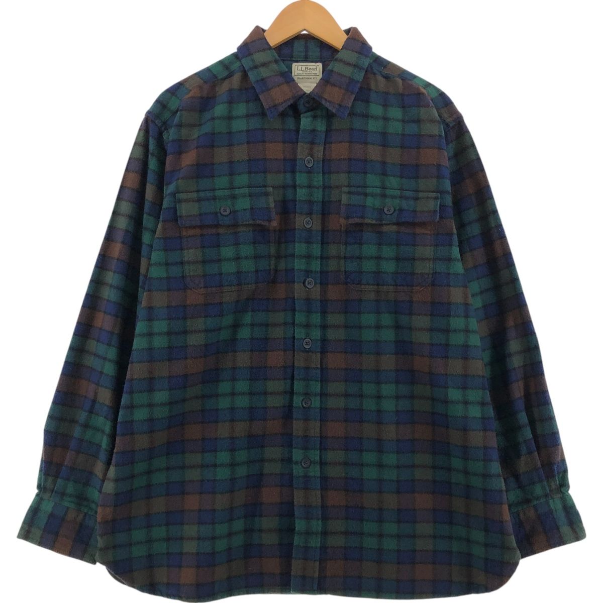 古着 エルエルビーン L.L.Bean 長袖 フランネルチェックシャツ メンズL相当/eaa511488