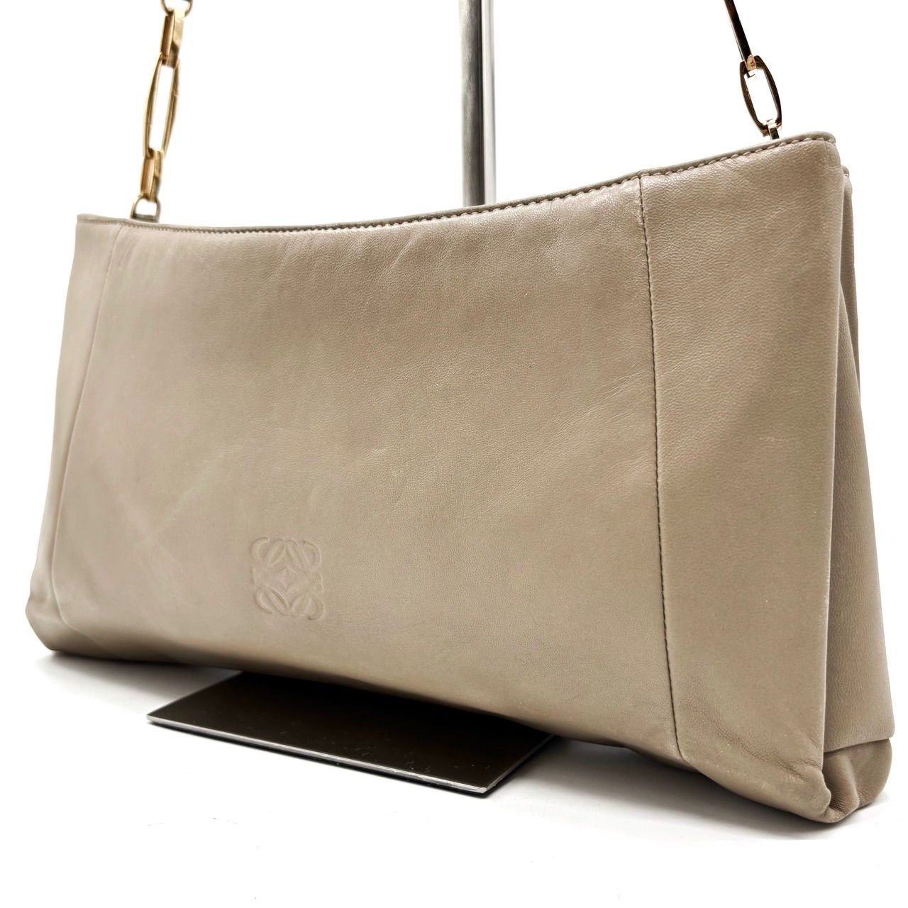 ロエベ LOEWE アナグラム レザー チェーンショルダー トートバッグ 超