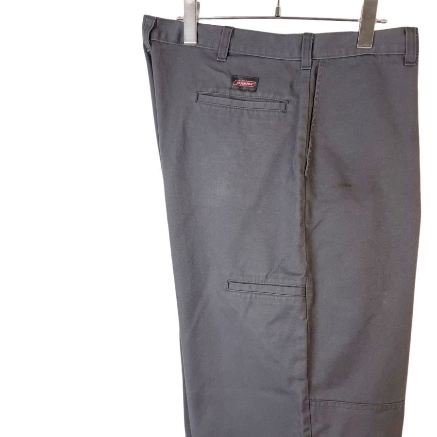 ディッキーズDickiesダブルニーワークパンツ灰色グレーツイル生地黒 