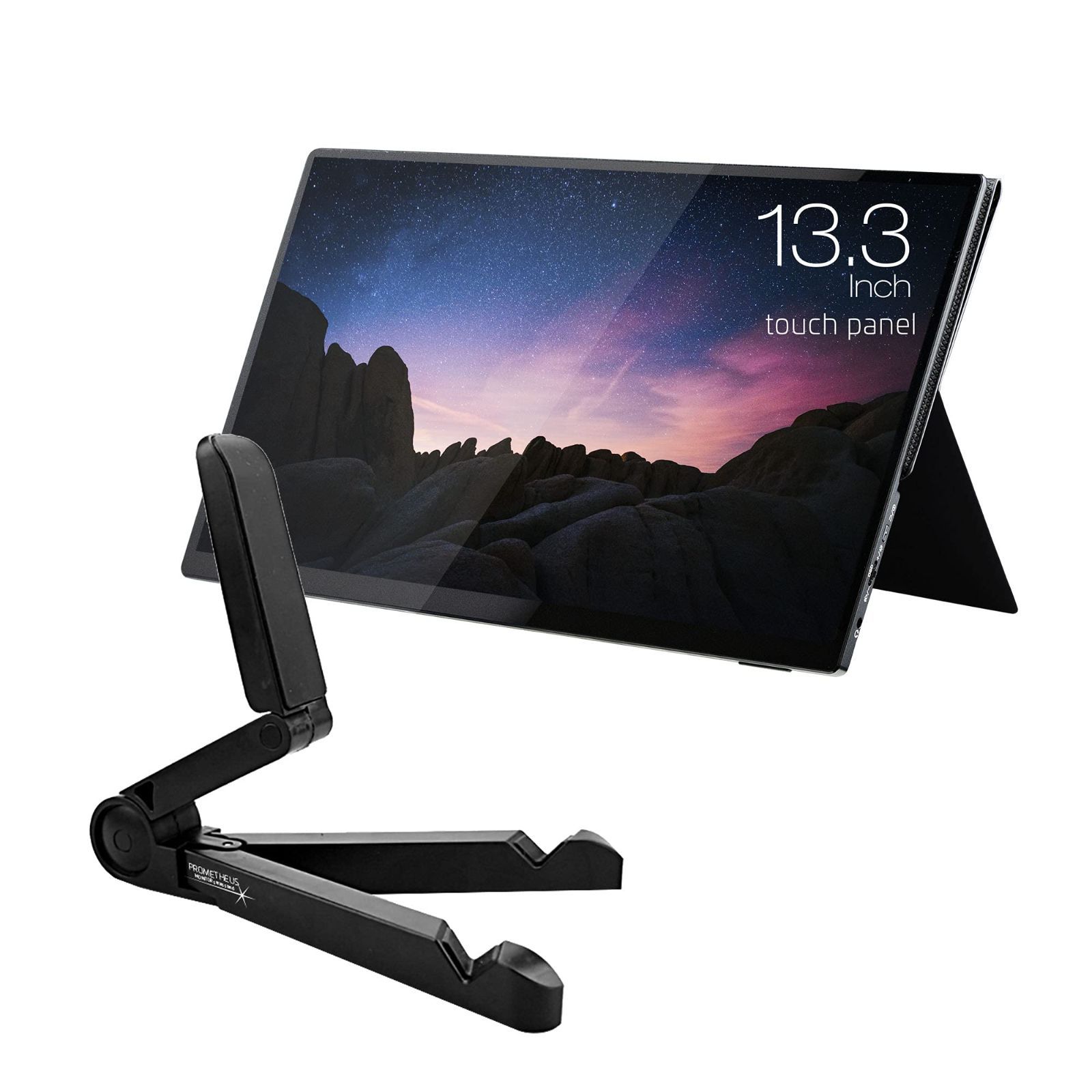 【新着商品】バンドル版 4.7インチ~15.6インチ液晶モニター対応 モバイルスタンド スマホ・タブレット兼用 プロメテウスモニター UQ-PM01STAND (株)ユニーク (【タッチモデル】13.3インチ(UQ-PM13FHD)