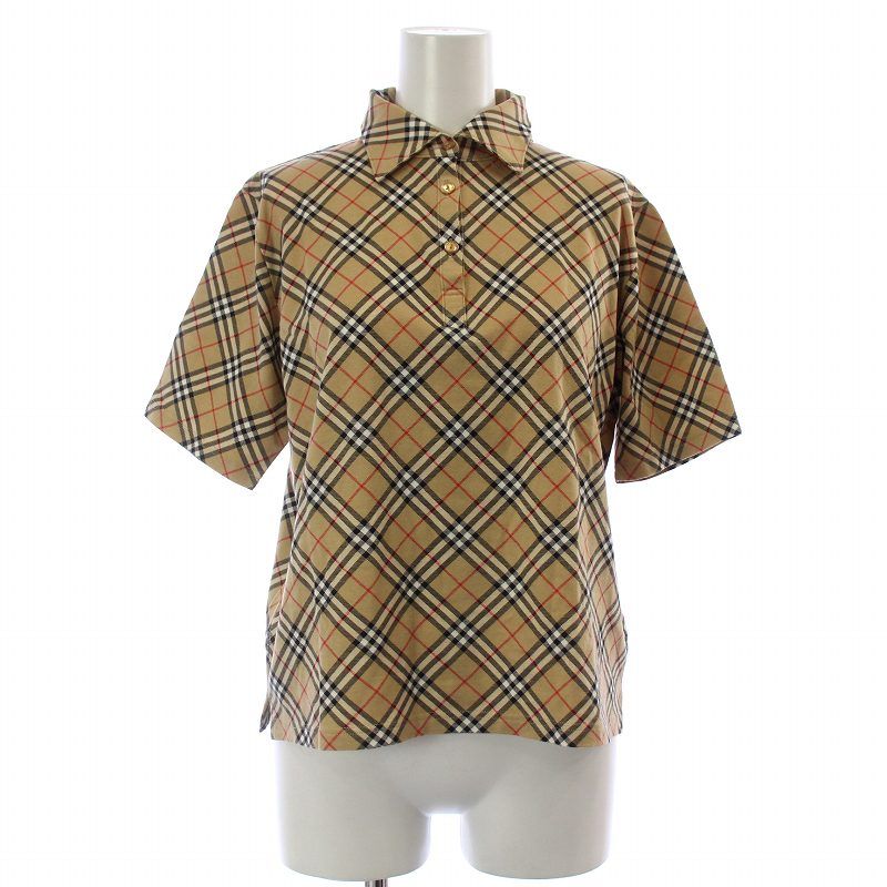 バーバリーゴルフ BURBERRY GOLF ゴルフウェア ポロシャツ 半袖 ノバチェック L ベージュ BGV71-459-50 /AQ GY12