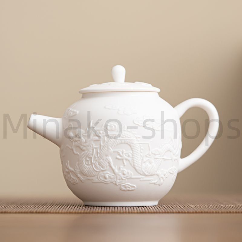 新品・未使用】 白磁 龍鳳茶壺 茶道具茶器 煎茶道具 美術品 工芸