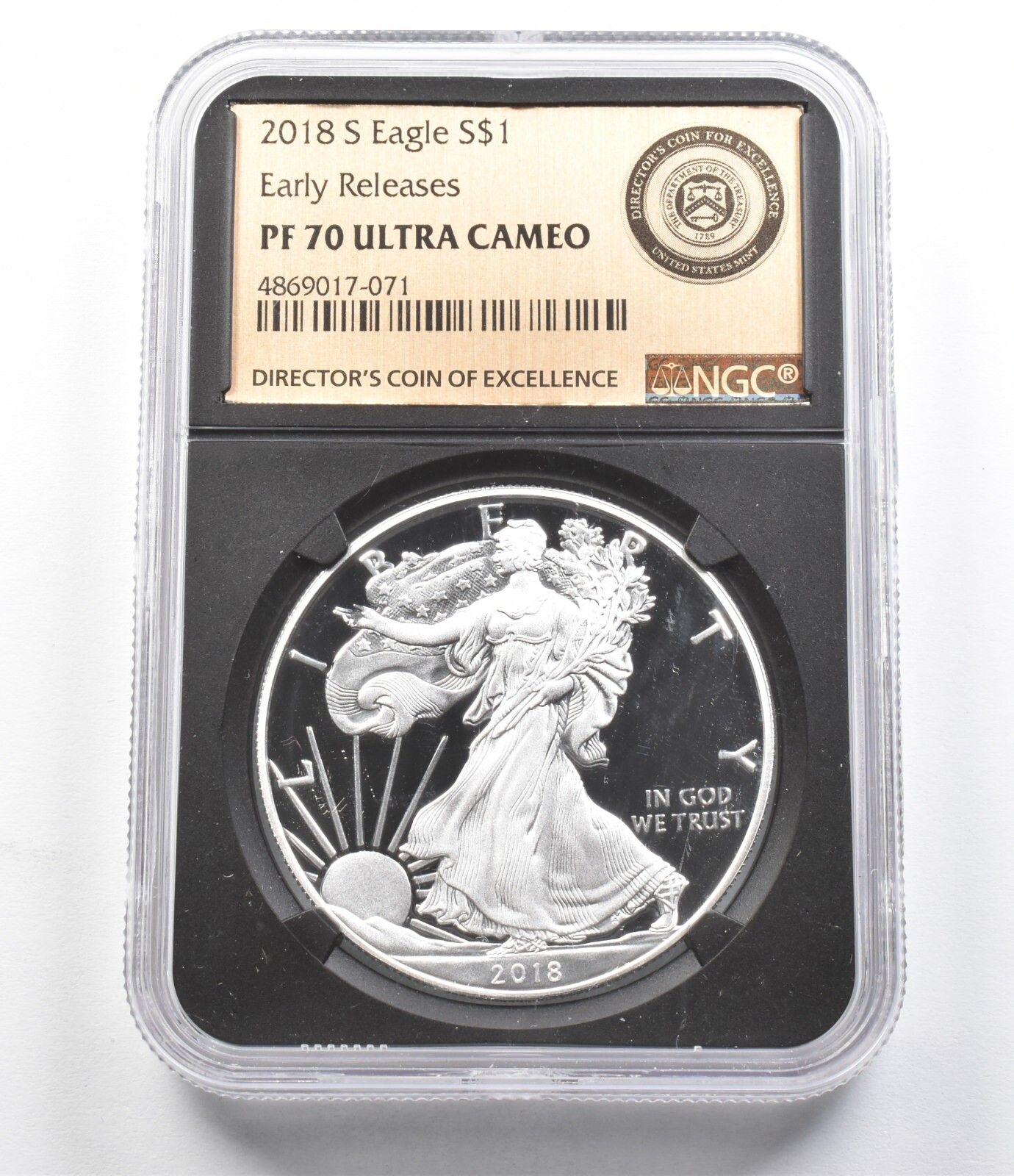 PF70 UCAM 2018S アメリカンシルバーイーグル ER ディレクターズコイン オブ エクセレンス NGC