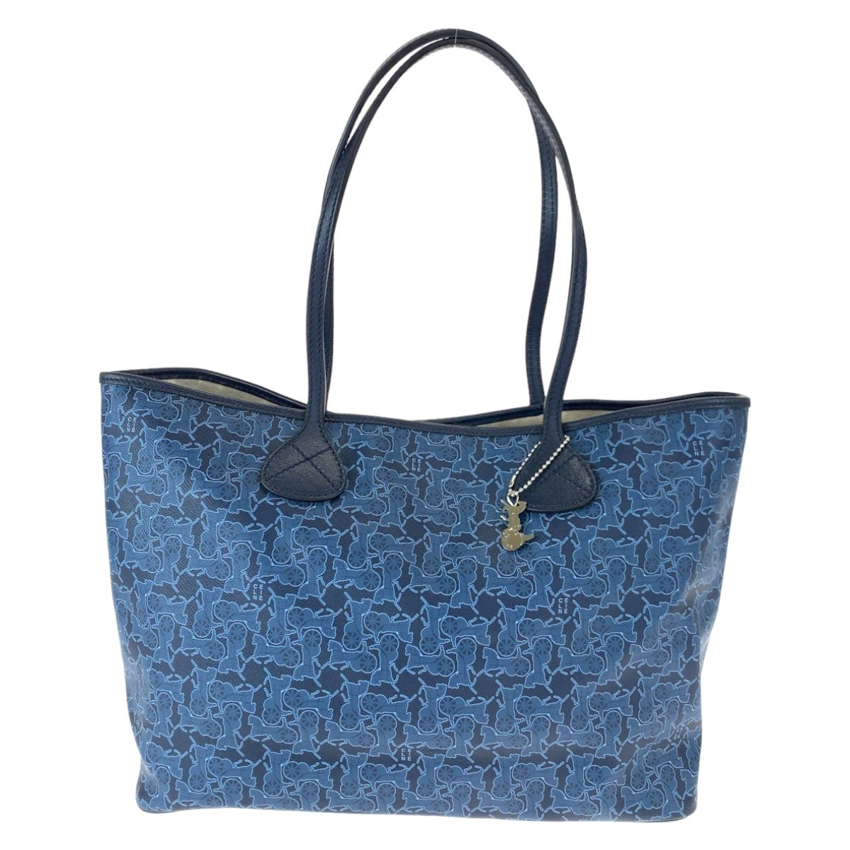 美品 CELINE セリーヌ サルキー 馬車柄 ネイビー ブルー PVC SC ST 