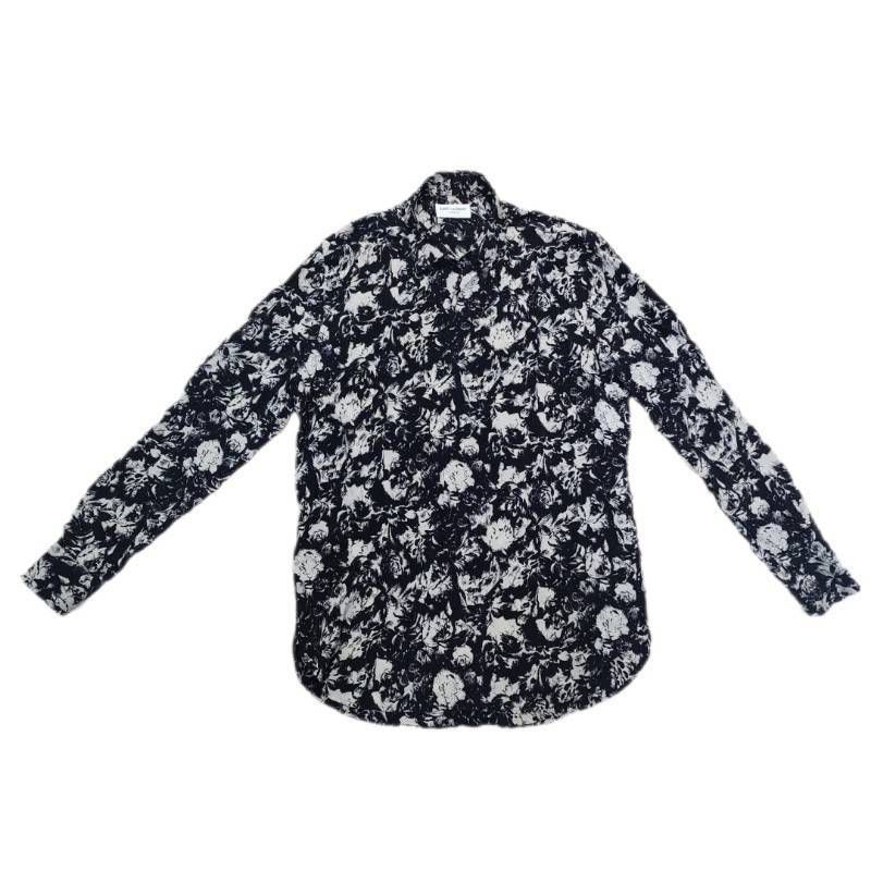 SAINT LAURENT サンローラン 花柄 総柄フラワー 長袖シャツ 37サイズ シルク 646850 メンズ 22509R43